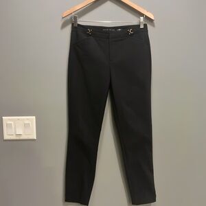 Ivanka Trump Black Slim Ankle Dress Pants with Gold Bit Detail - Size 4